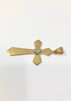 Pendentif Croix Or Rose Et Diamant