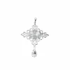 Pendentif Croix Rococo or blanc aigue-marine