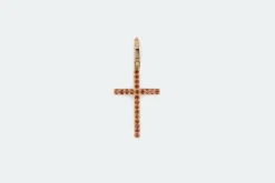 Pendentif crucifix en or jaune avec pierres