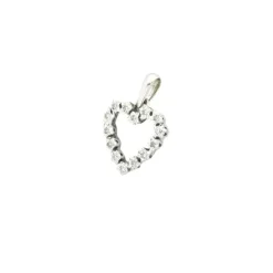 Pendentif cœur en or blanc et diamants