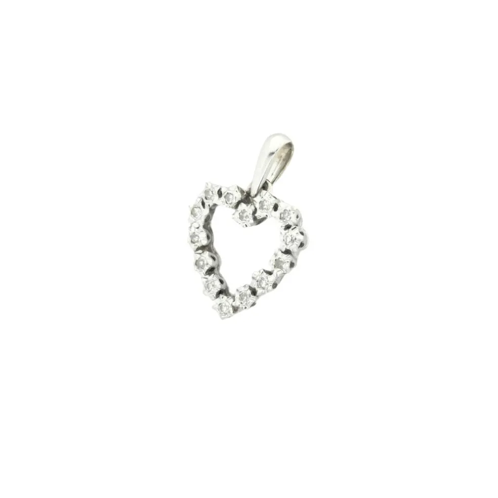 Pendentif cœur en or blanc et diamants