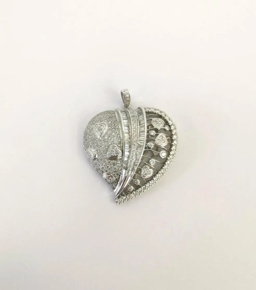 Pendentif Cœur Or blanc Diamants