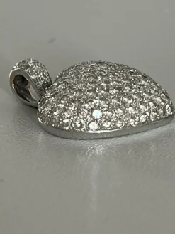 Pendentif Cœur Or Gris Diamants 2,00 ct