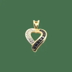 pendentif cœur or jaune saphirs et diamant
