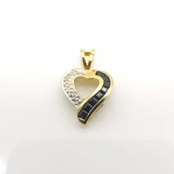 pendentif cœur or jaune saphirs et diamant