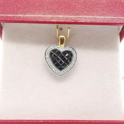 Pendentif cœur or jaune saphirs & diamants