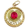 Pendentif d'amour antique or jaune "Je sème le bonheur", rubis synthétique (circa 1910)