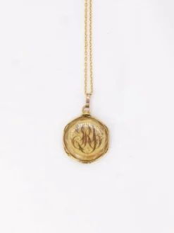 Pendentif de sentiment victorien or et cheveux