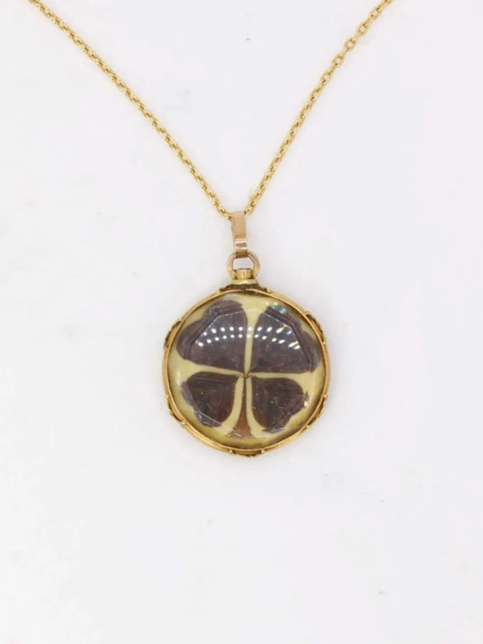 Pendentif de sentiment victorien or et cheveux