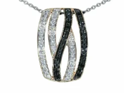 Pendentif design en or rose avec diamants brillants blancs et noirs