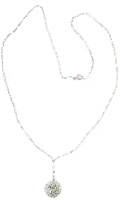 Pendentif diamant Art Déco en platine