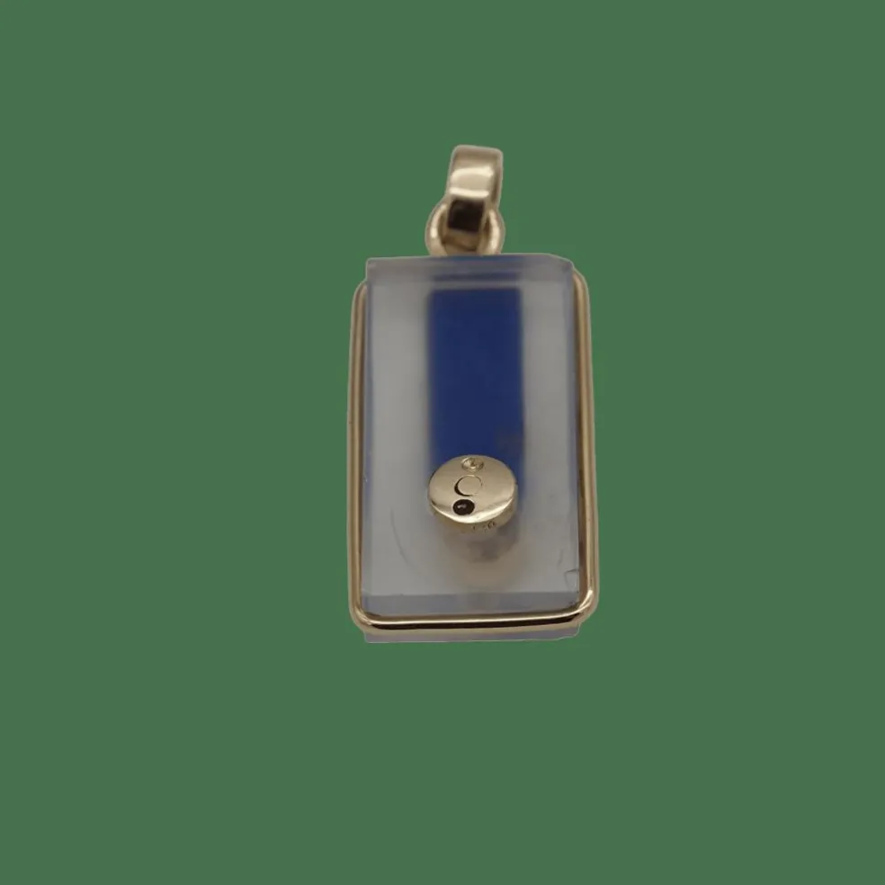 Pendentif diamant et verre sur or jaune