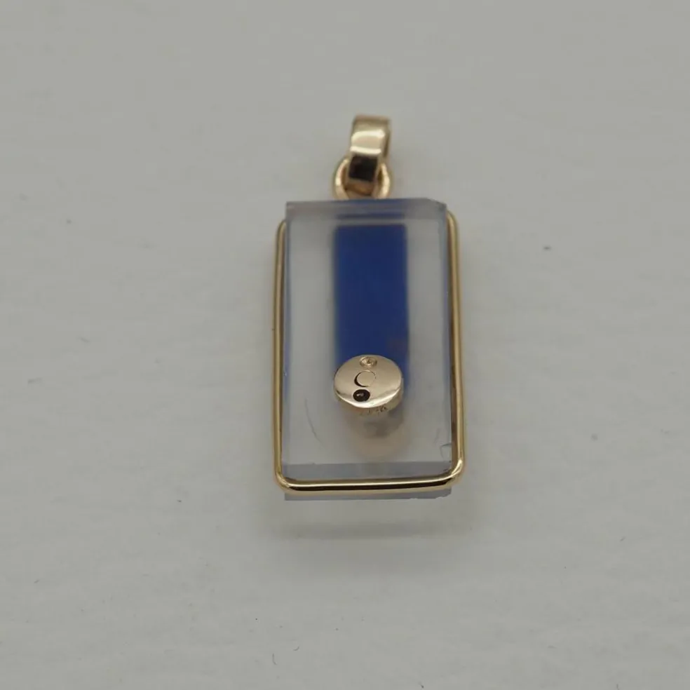 Pendentif diamant et verre sur or jaune