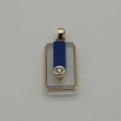 Pendentif diamant et verre sur or jaune