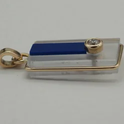 Pendentif diamant et verre sur or jaune