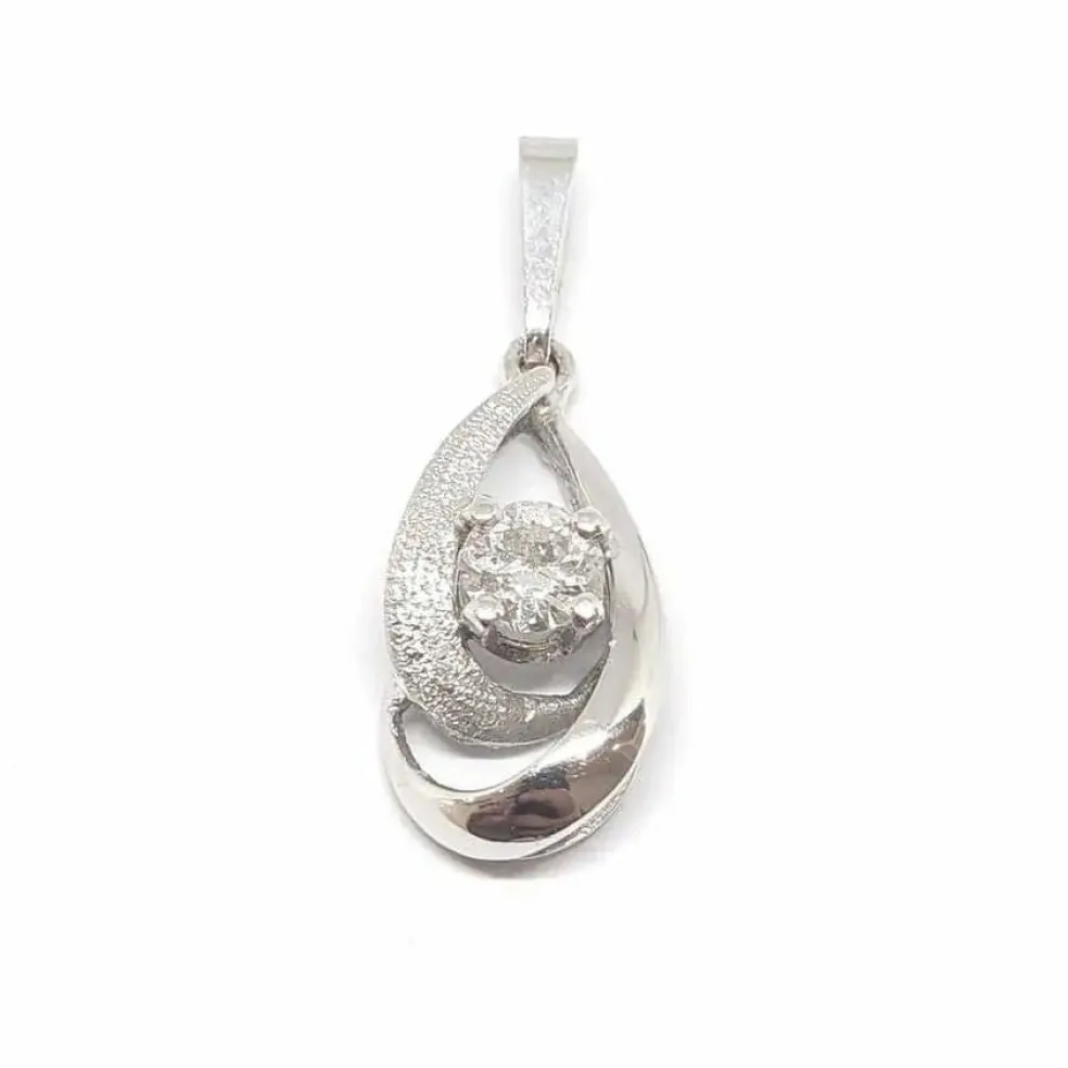 Pendentif diamant or blanc