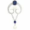 Pendentif diamant, perles naturelles, saphirs
