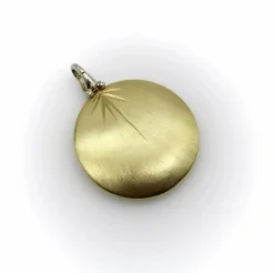 Pendentif disque diamant en or jaune et blanc