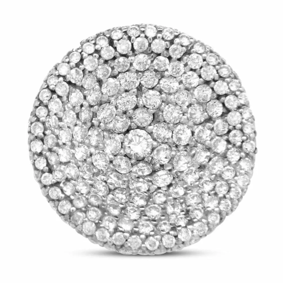 Pendentif Disque or gris diamants