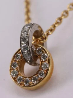 Pendentif double noeud diamant 2 ors