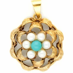 Pendentif en grappe de perles turquoise