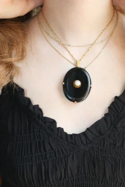 Pendentif En Onyx Et Perles XIXe