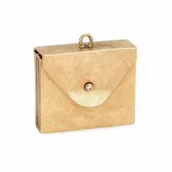 Pendentif en or avec breloque pliable et médaillon vintage avec photo d'enveloppe