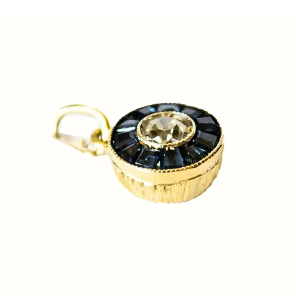 pendentif en or avec diamants et saphirs