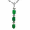 Pendentif en or blanc avec diamants et émeraude