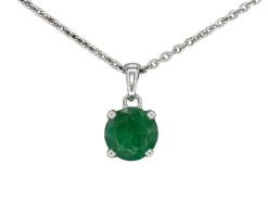 Pendentif en or blanc avec émeraude