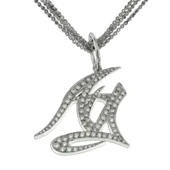 Pendentif en or blanc, diamants naturels