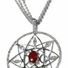 Pendentif en or blanc, rubis ovale (chaîne non incluse)