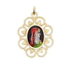 Pendentif en or et émail de Limoges