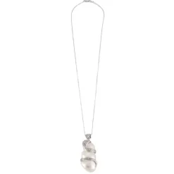 Pendentif en or gris, perle, diamants
