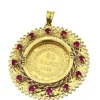 Pendentif en or jaune avec pièce de 20 francs français 1898 et rubis