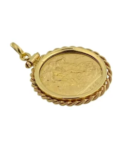 Pendentif en or jaune avec pièce souveraine 1958 Elizabeth II
