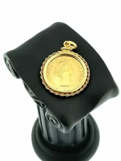 Pendentif en or jaune avec pièce souveraine 1958 Elizabeth II