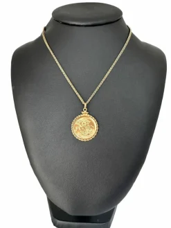 Pendentif en or jaune avec pièce souveraine 1958 Elizabeth II