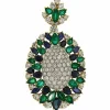 Pendentif en or jaune et blanc avec émeraudes, saphirs et diamants