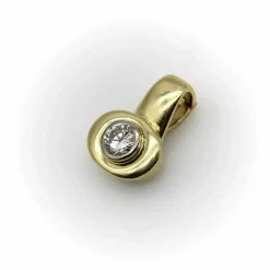 Pendentif en or jaune et diamant de 1 carat des années 1980