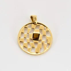 Pendentif en or jaune et quartz oeil de tigre