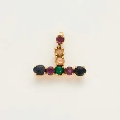 Pendentif en or jaune, saphir, émeraude et spinelle