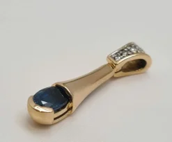 Pendentif en Or jaune saphirs, diamants naturels