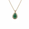Pendentif en or rose 18 carats avec émeraude cabochon et diamants