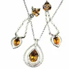Pendentif et boucles d'oreilles - diamants et topaze