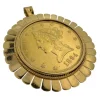 Pendentif et broche en or jaune avec pièce de dix dollars