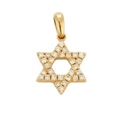 Pendentif Etoile de David or jaune et diamants