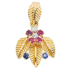 Pendentif Feuille Or jaune Diamant