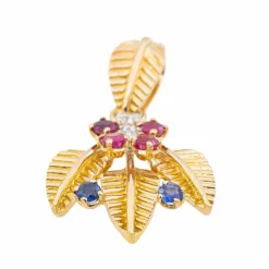 Pendentif Feuille Or jaune Diamant