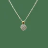 PENDENTIF FLEUR DIAMANTS OR BLANC